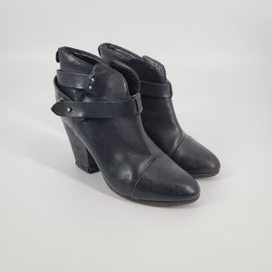 Rag & Bone Black Harrow Leather Ankle Booties Size 39.5
